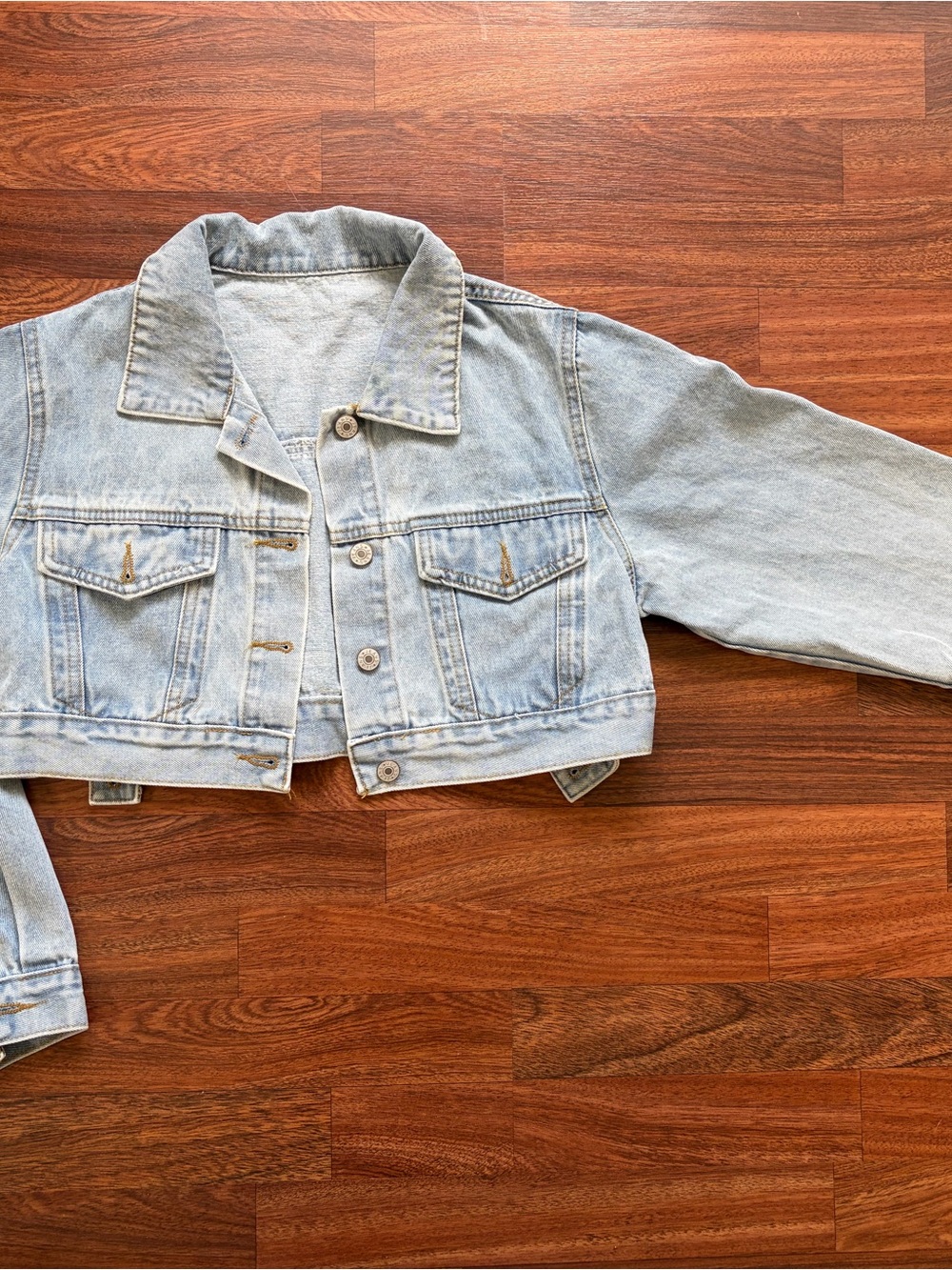 Unbranded Light Wash Cropped Denim Jacket Size Small S Jean Crop Button Up